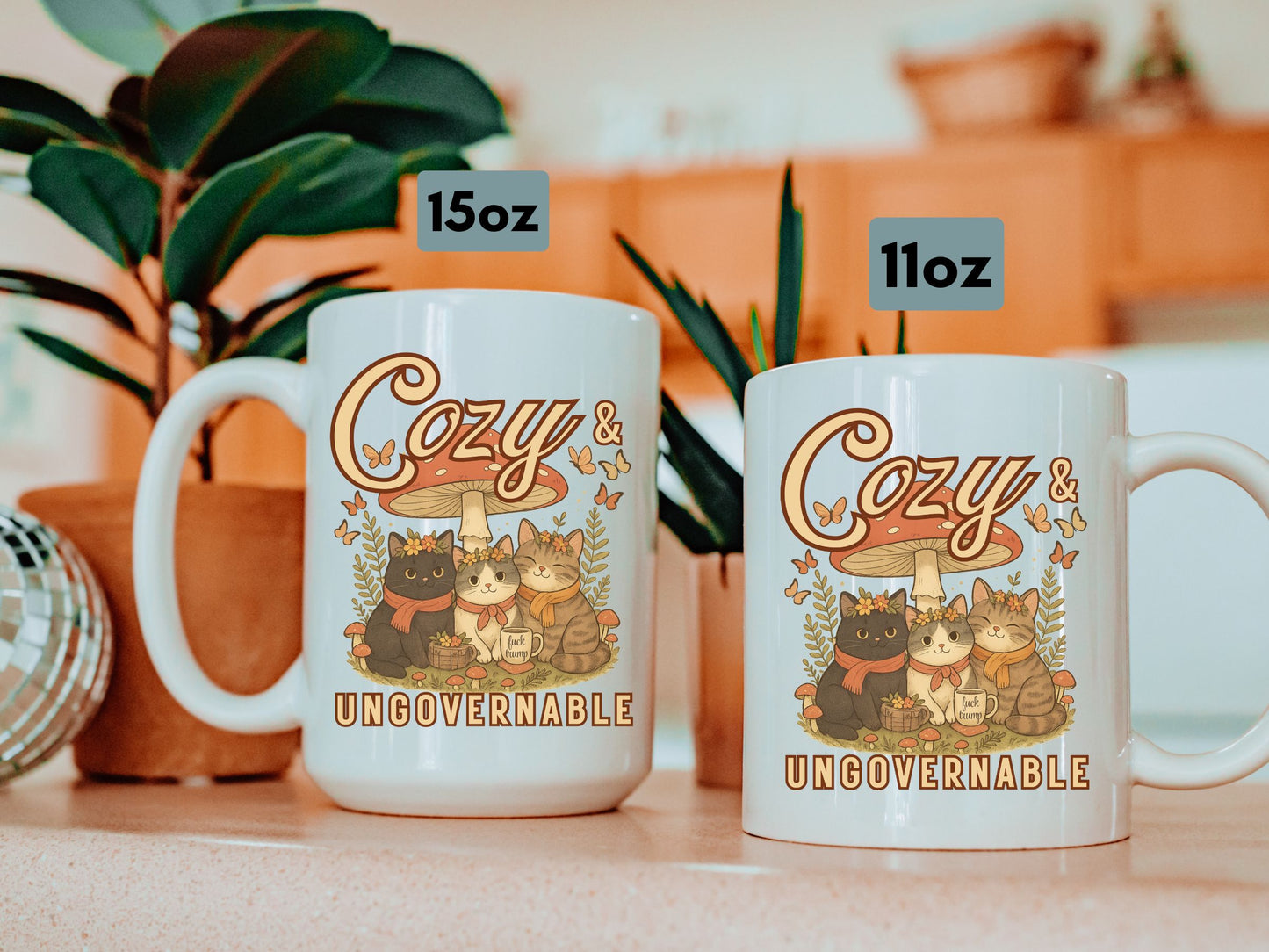 Cozy and Ungovernable Cat Subtle Fuck Trump Hidden Message Mug