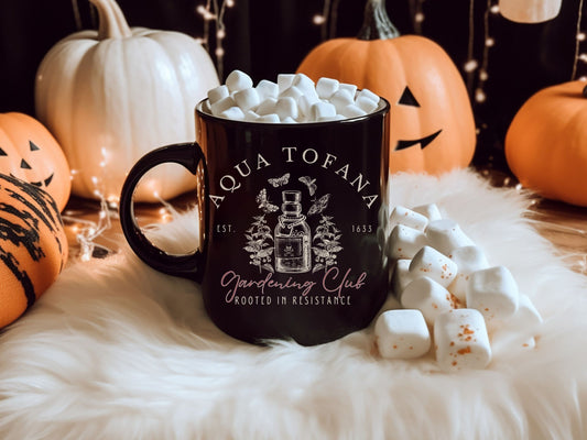 Aqua Tofana Gardening Club Hidden Message Feminist Mug