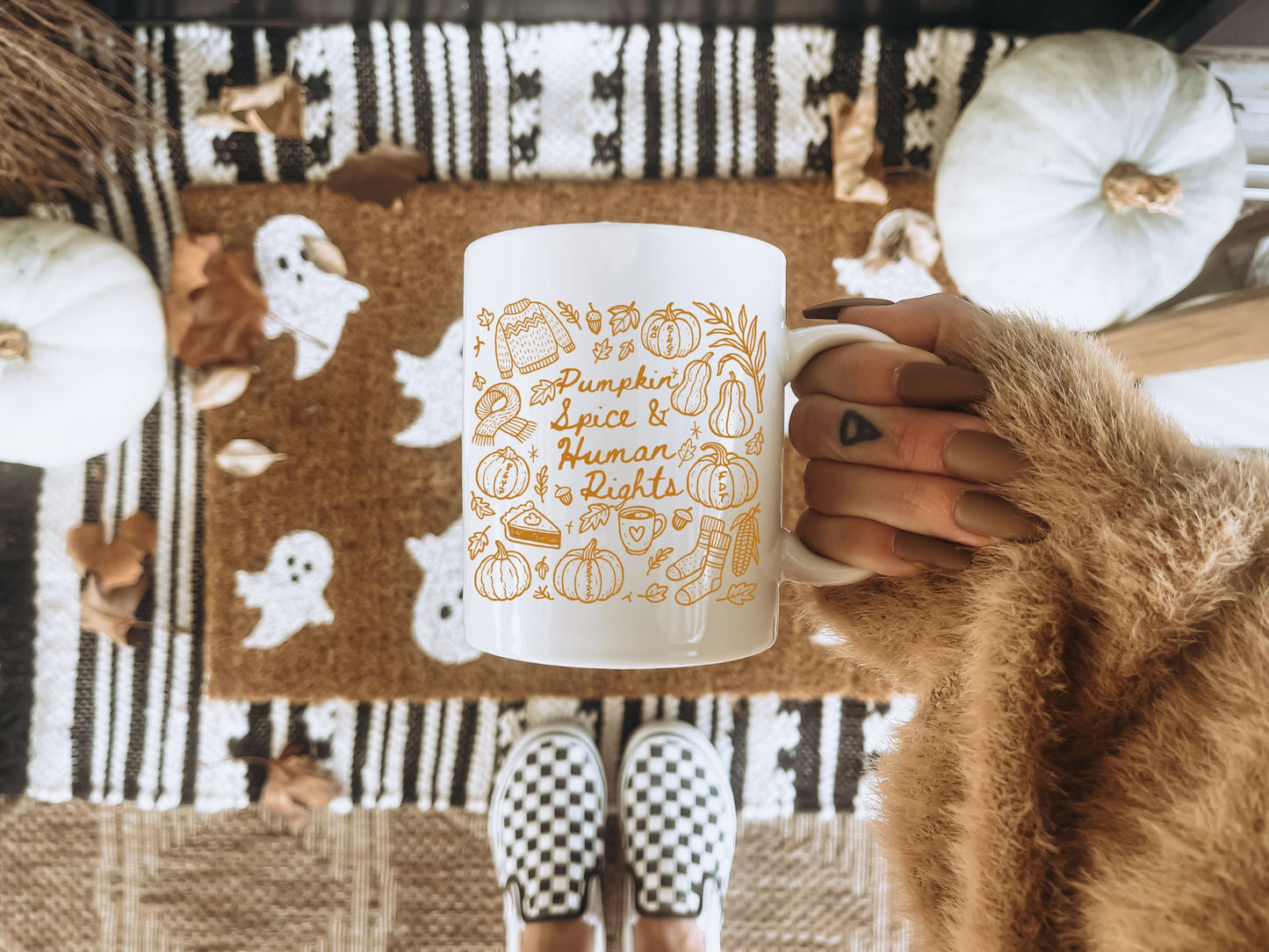 Pumpkin Spice and Human Rights Subtle Anti Trump Hidden Messages Mug (11oz or 15oz)