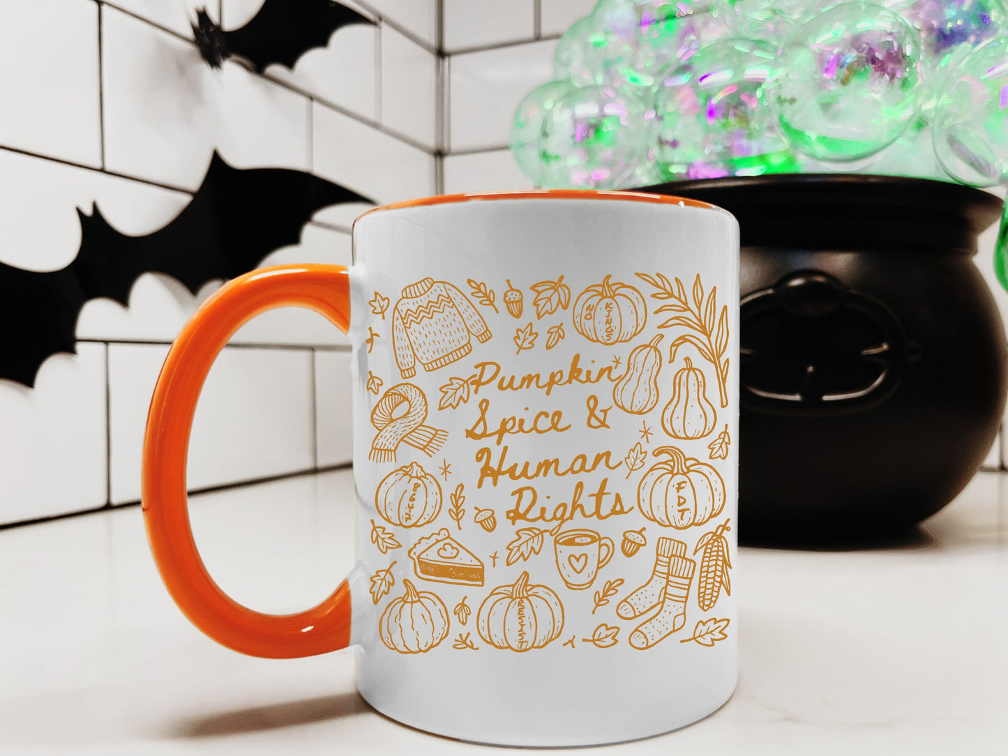 Pumpkin Spice and Human Rights Subtle Anti Trump Hidden Message Mug (11oz. or 15 oz.)