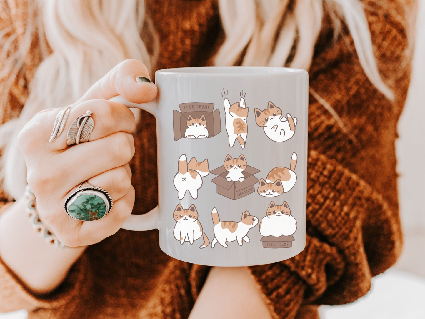 Subtle Fuck Trump Calico Cat Hidden Message Mug