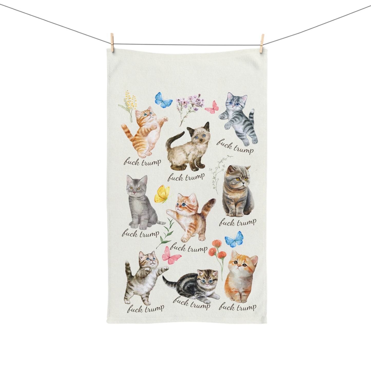 Fuck Trump Hand Towel Snarky Kitten Dish Towel