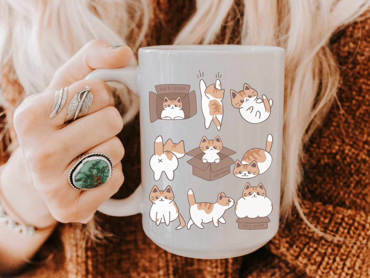 Subtle Fuck Trump Calico Cat Hidden Message Mug
