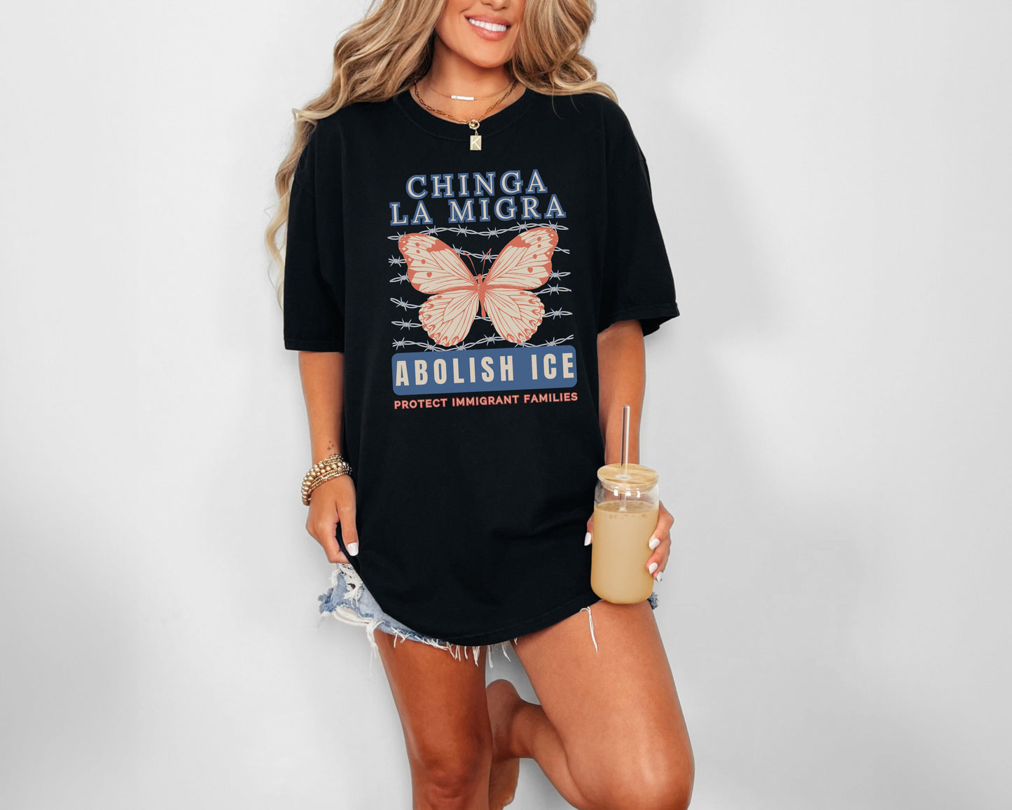 Chinga La Migra Monarch Butterfly Comfort Colors Tee Shirt