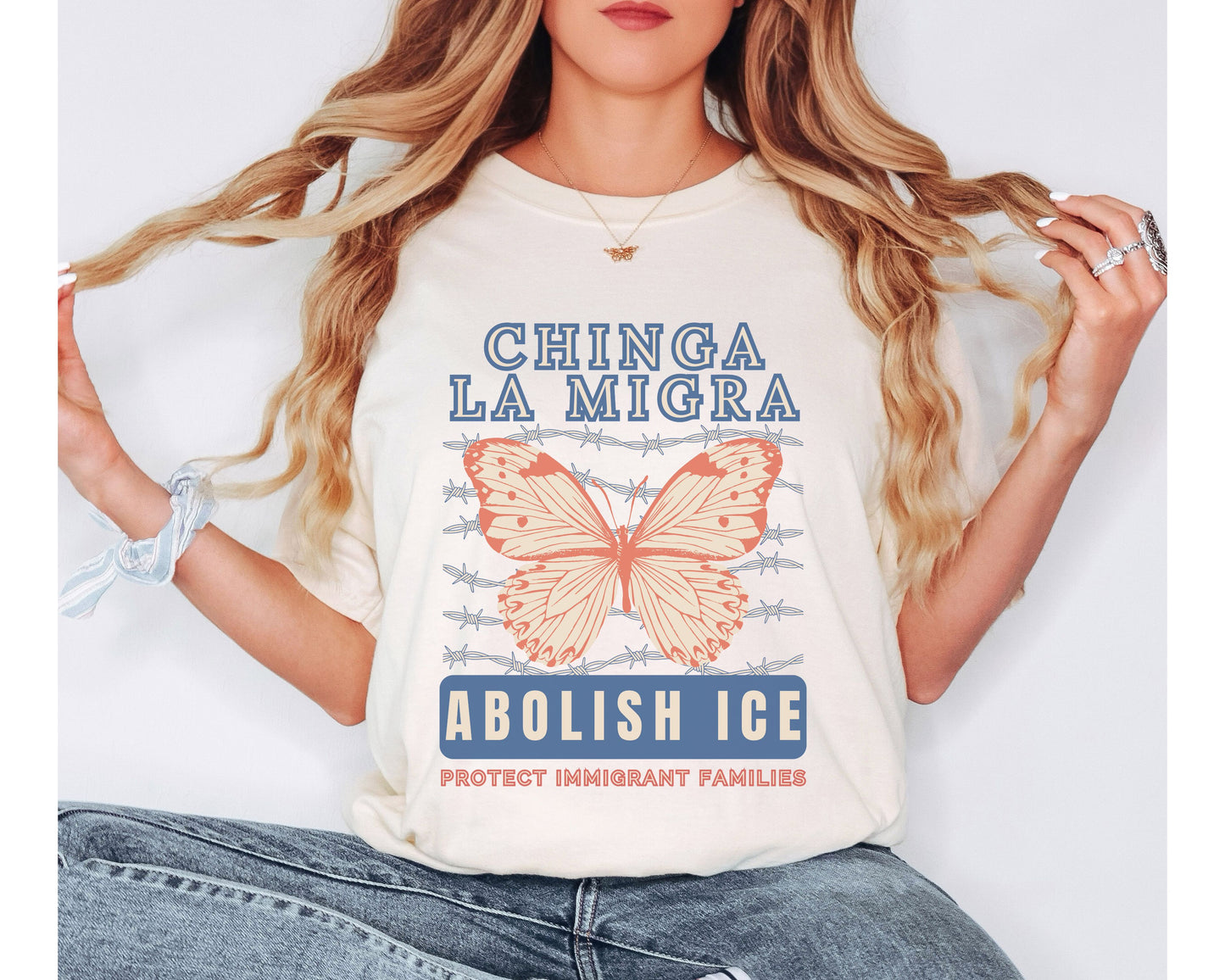 Chinga La Migra Monarch Butterfly Comfort Colors Tee Shirt