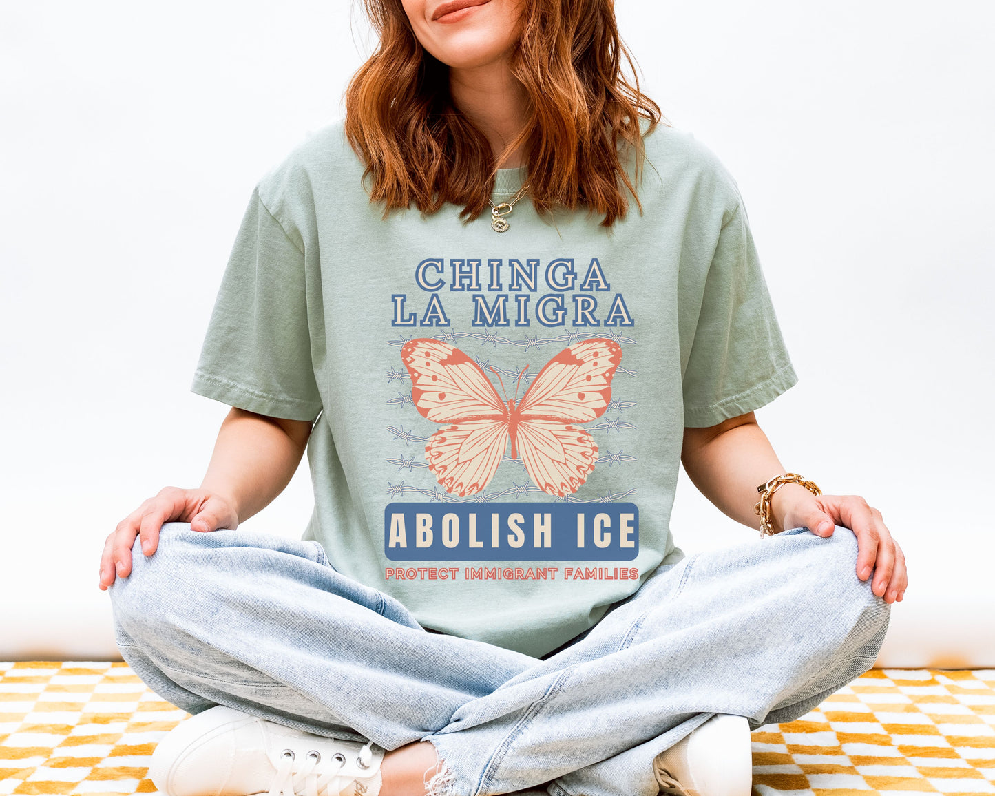 Chinga La Migra Monarch Butterfly Comfort Colors Tee Shirt