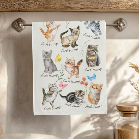 Fuck Trump Hand Towel Snarky Kitten Dish Towel