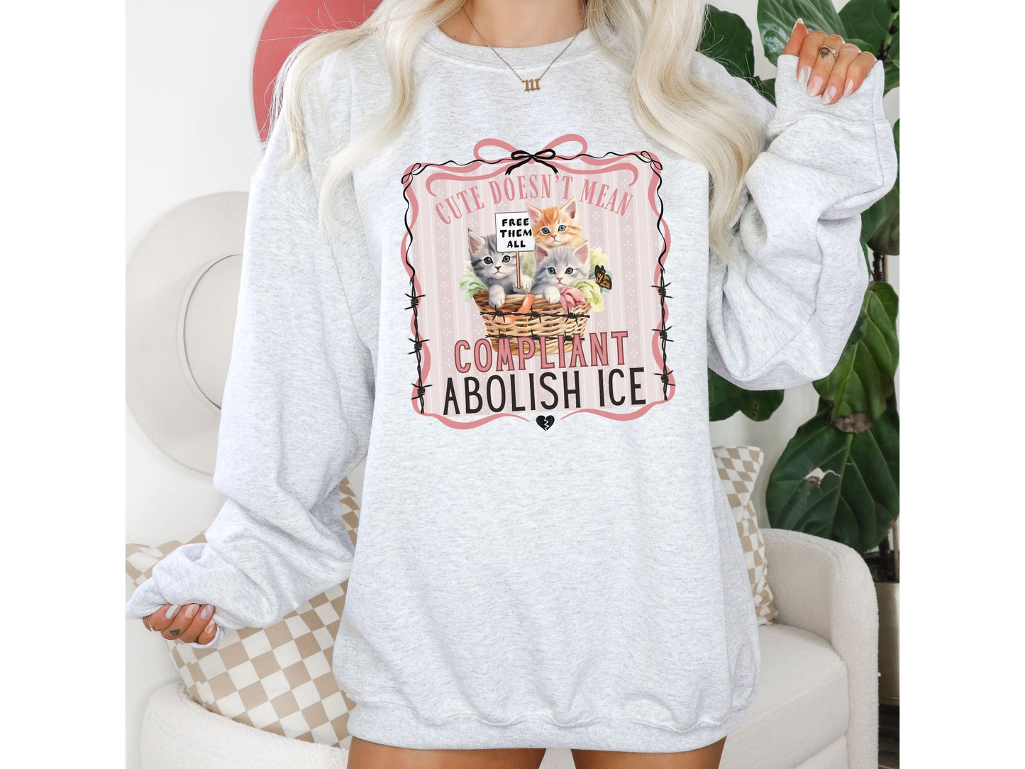 Abolish Ice Kitten Crewneck Sweatshirt
