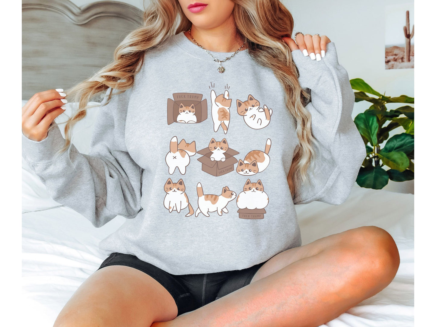 Calico Cat Fuck Trump Crewneck Sweatshirt