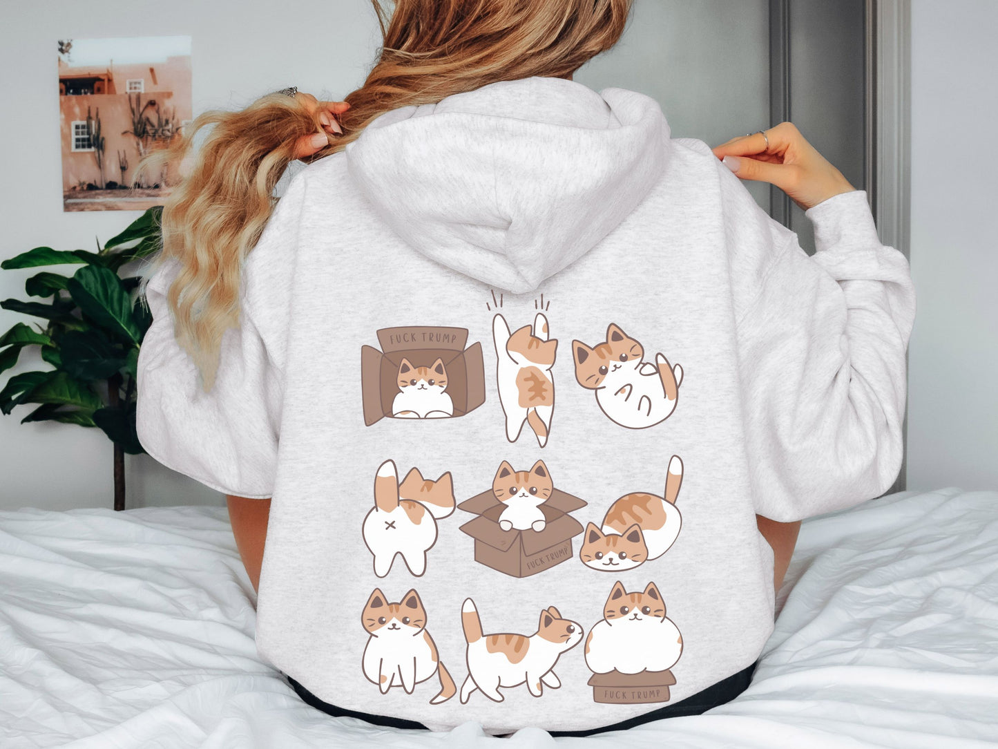 Calico Cat Fuck Trump Hooded Sweatshirt
