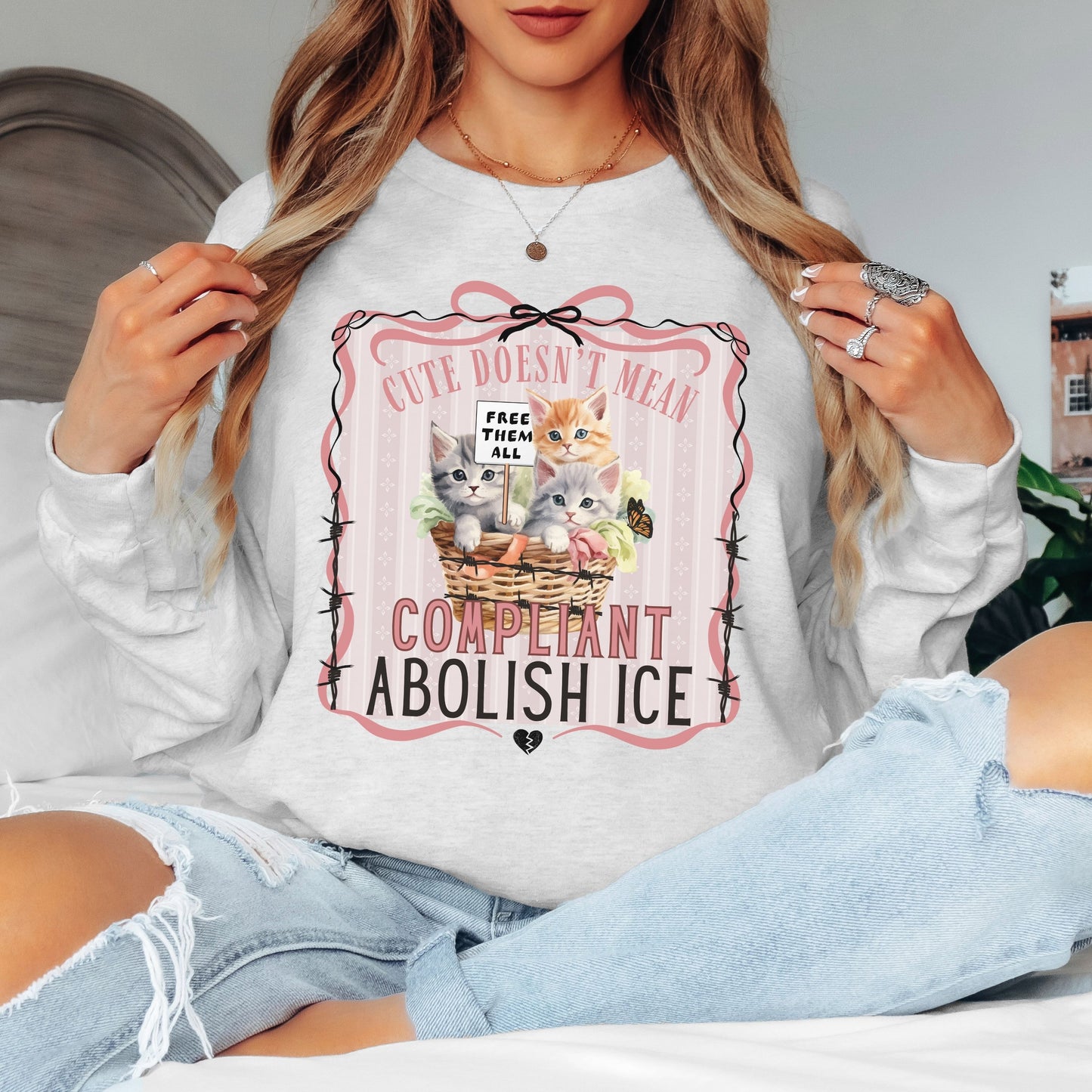 Abolish Ice Kitten Long Sleeved Tee