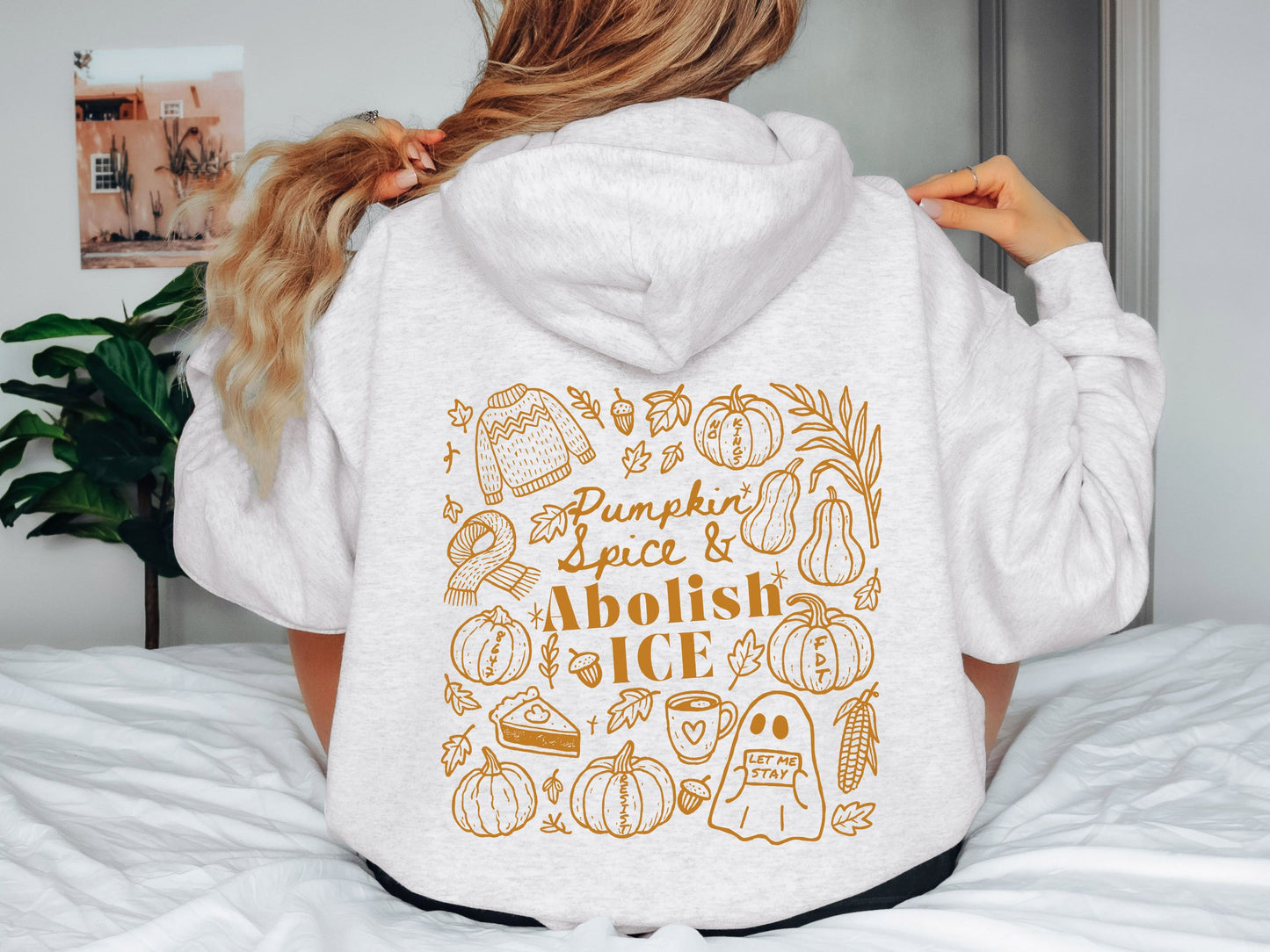 Abolish Ice Fall Doodles Halloween Hooded Sweatshirt