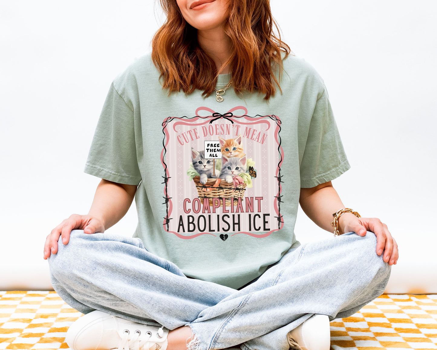 Abolish Ice Basket of Kittens Political Cat Comfort Colors Tee Shirt