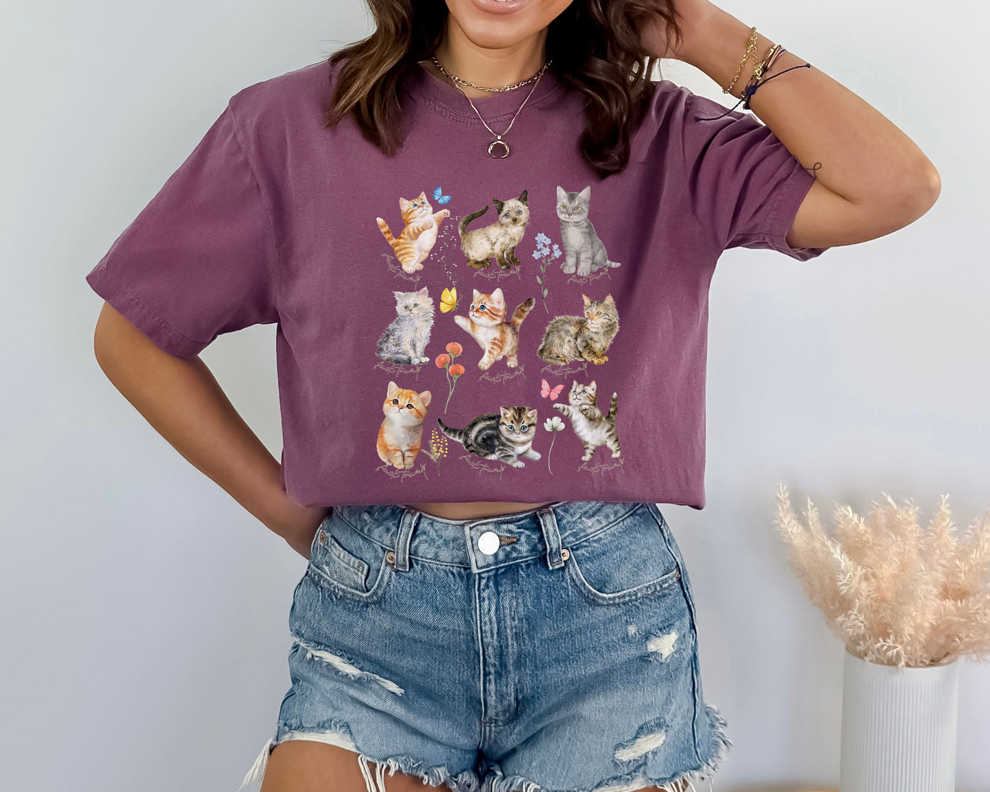 Subtle Fuck Trump Floral Wildflower Kitten Comfort Colors Tee Shirt