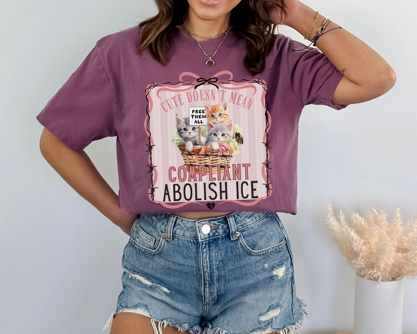 Abolish Ice Basket of Kittens Political Cat Comfort Colors Tee Shirt
