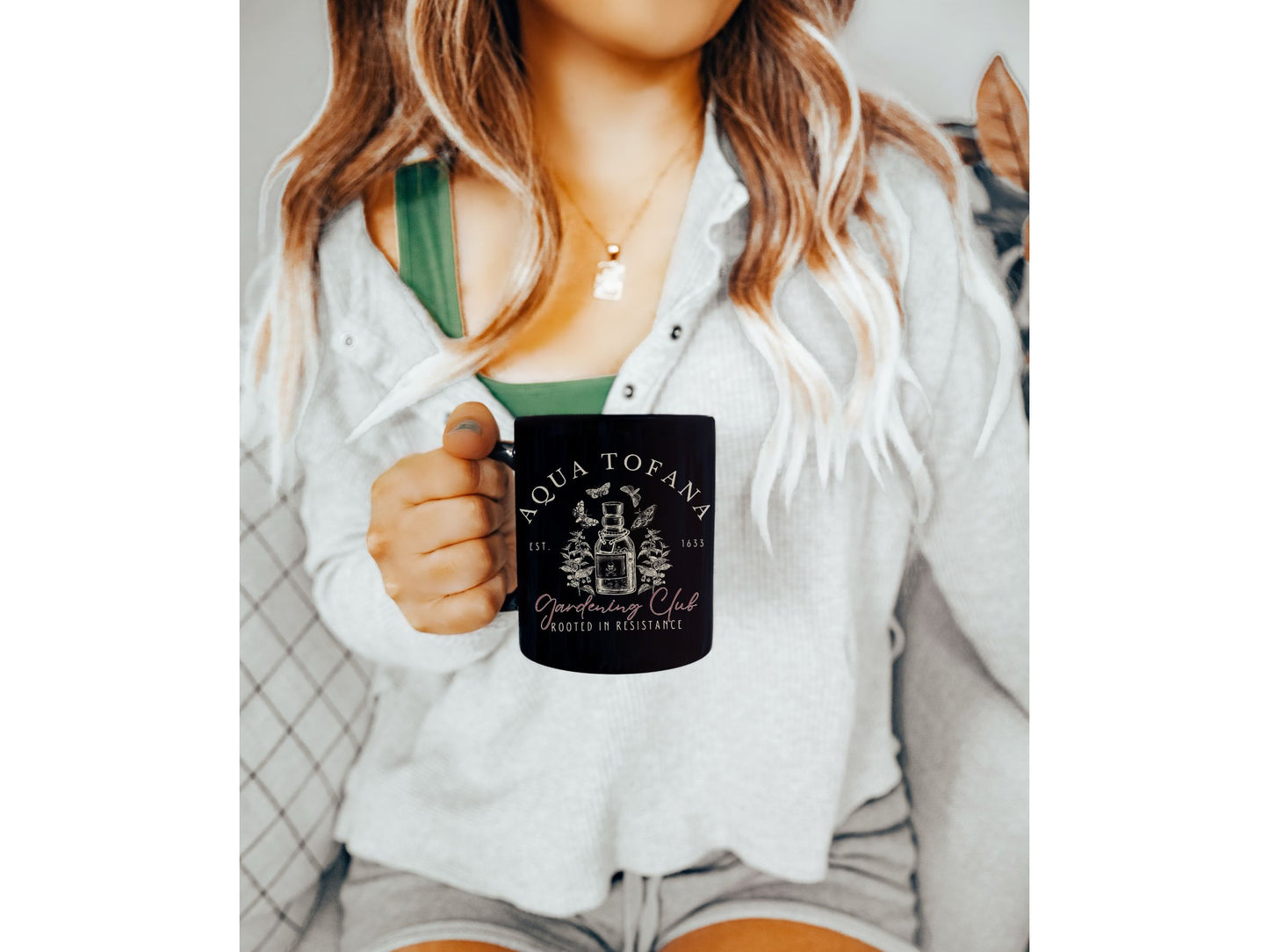 Aqua Tofana Gardening Club Hidden Message Feminist Mug