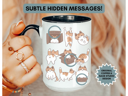 Calico Cat Subtle Fuck Trump Hidden Message Mug