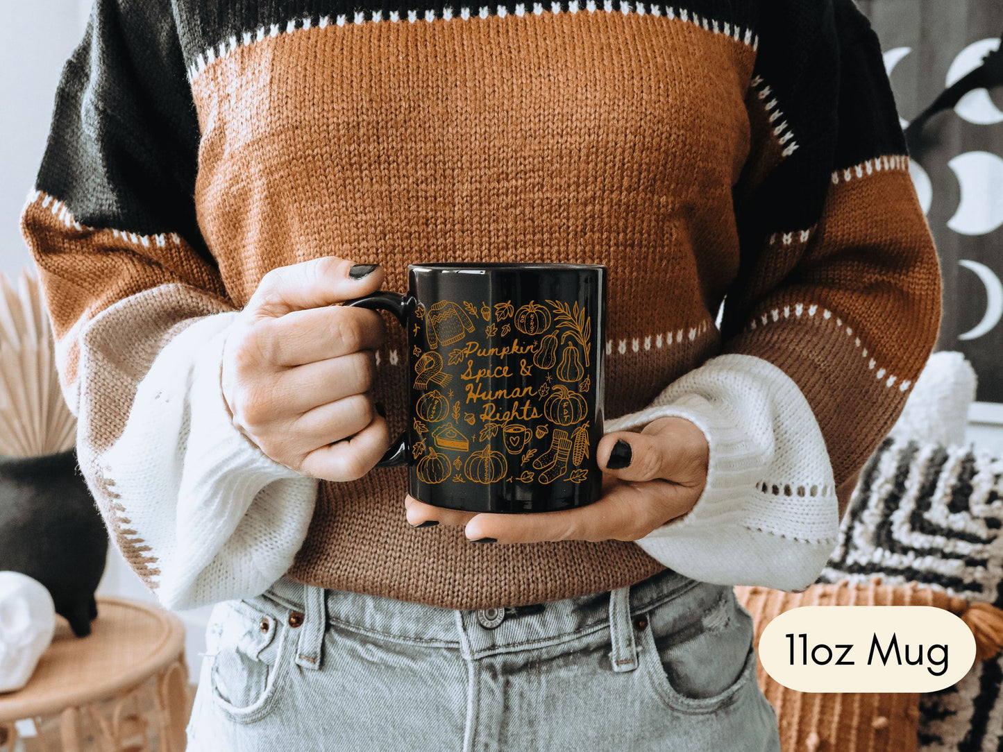 Pumpkin Spice and Human Rights Anti Trump Hidden Messages Mug (11 or 15oz)