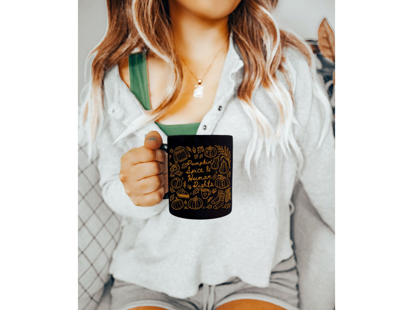 Pumpkin Spice and Human Rights Anti Trump Hidden Messages Mug (11 or 15oz)