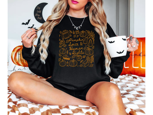 Pumpkin Spice and Human Rights Subtle Fuck Trump Crewneck Sweatshirt