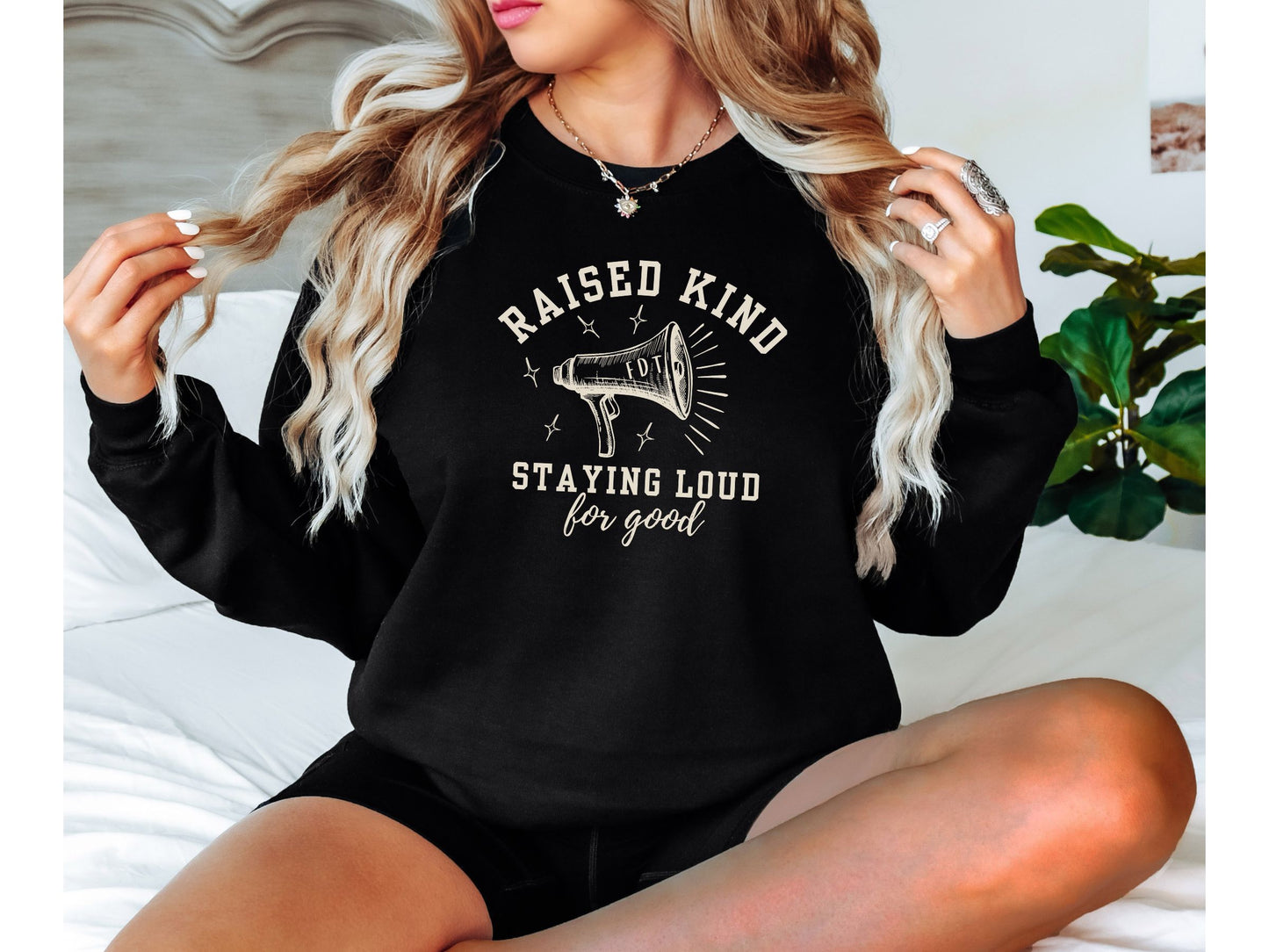 Raised Loud Staying Kind Subtle Fuck Trump FDT Crewneck Sweatshirt