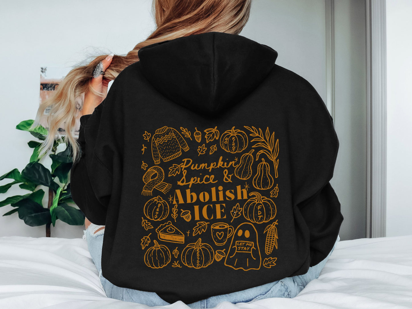 Abolish Ice Fall Doodles Halloween Hooded Sweatshirt