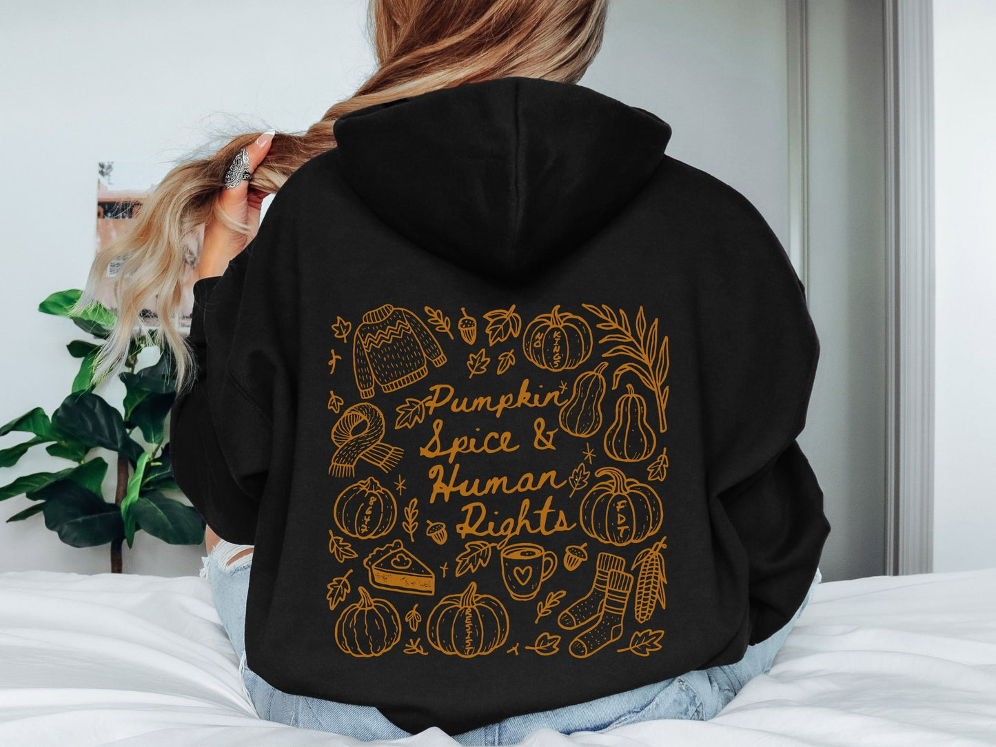 Pumpkin Spice and Human Rights Subtle Fuck Trump Hooded Sweatshirt