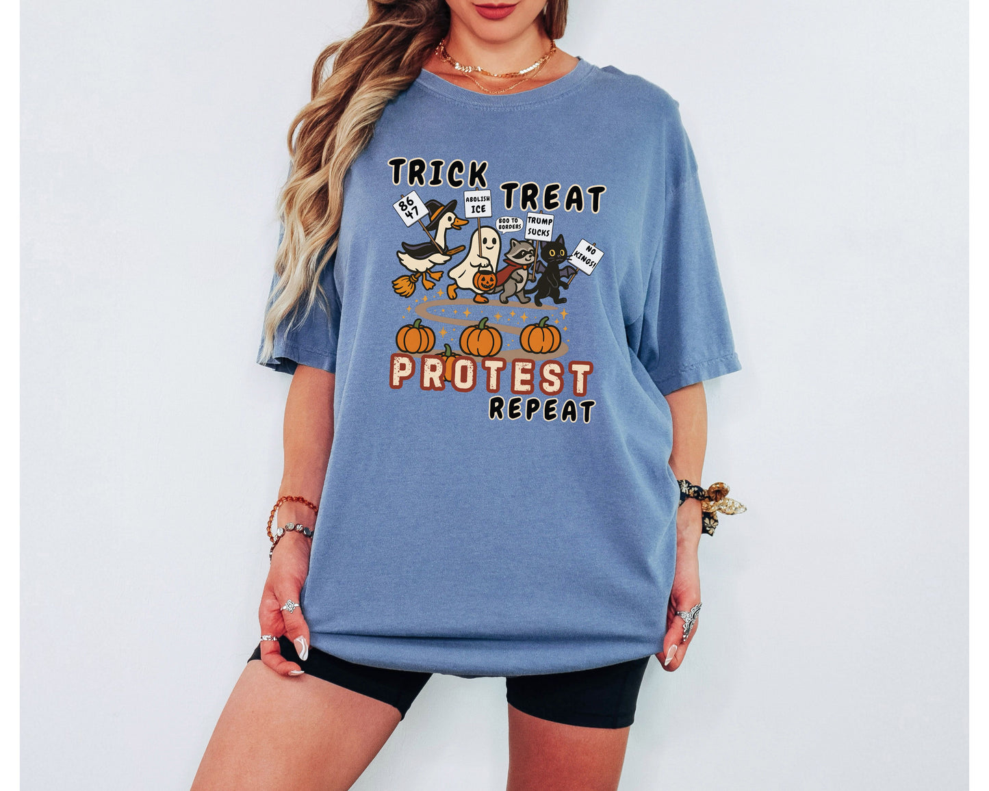 Trick Treat Protest Repeat Anti Trump Comfort Colors Halloween Shirt