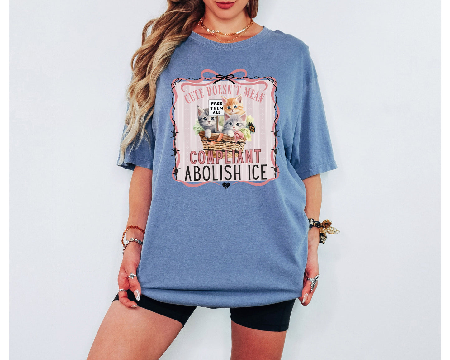 Abolish Ice Basket of Kittens Political Cat Comfort Colors Tee Shirt