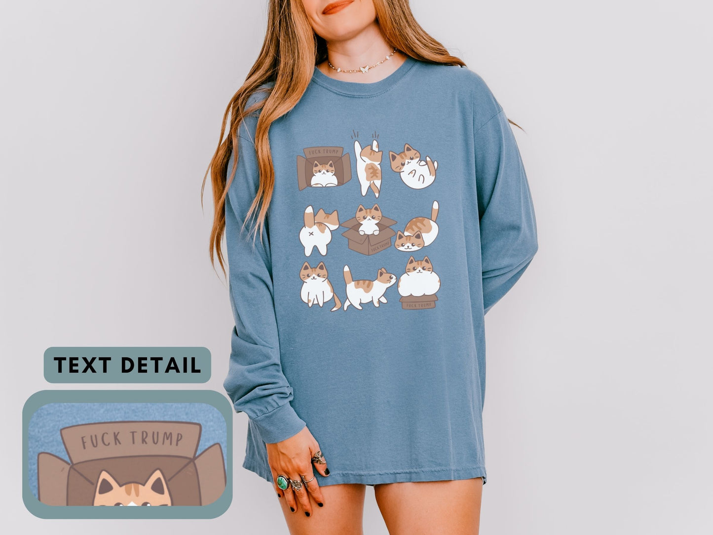 Calico Cat Fuck Trump Comfort Colors Long Sleeved Tee Shirt