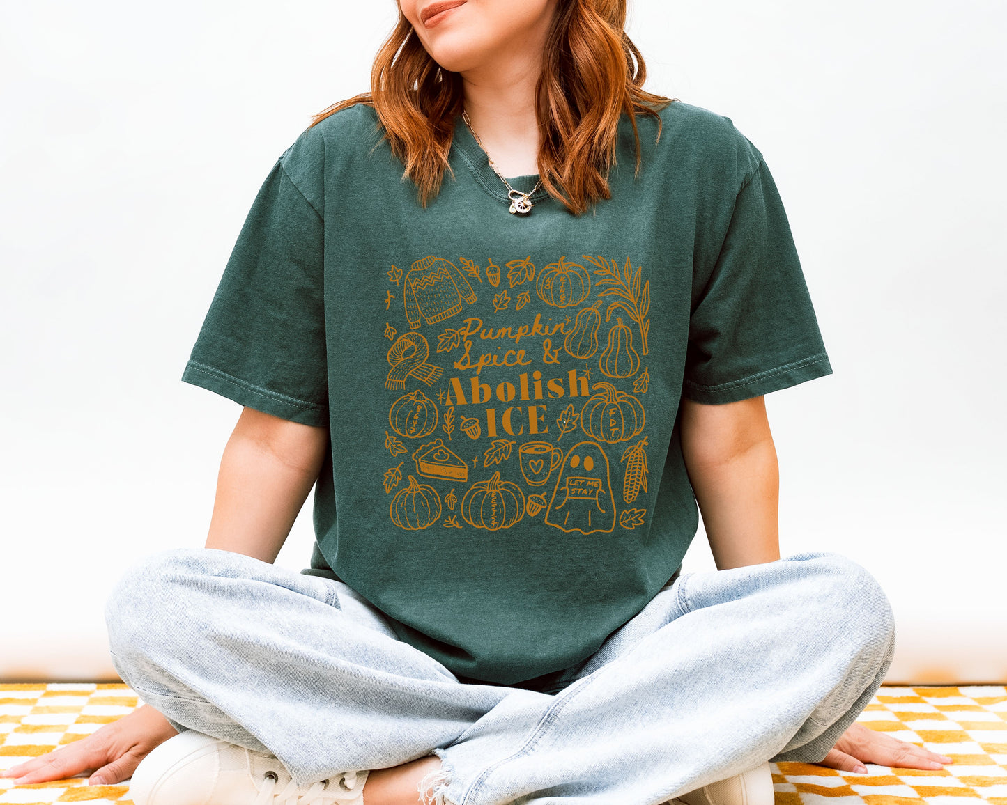 Pumpkin Spice and Abolish Ice Comfort Colors Tee Shirt