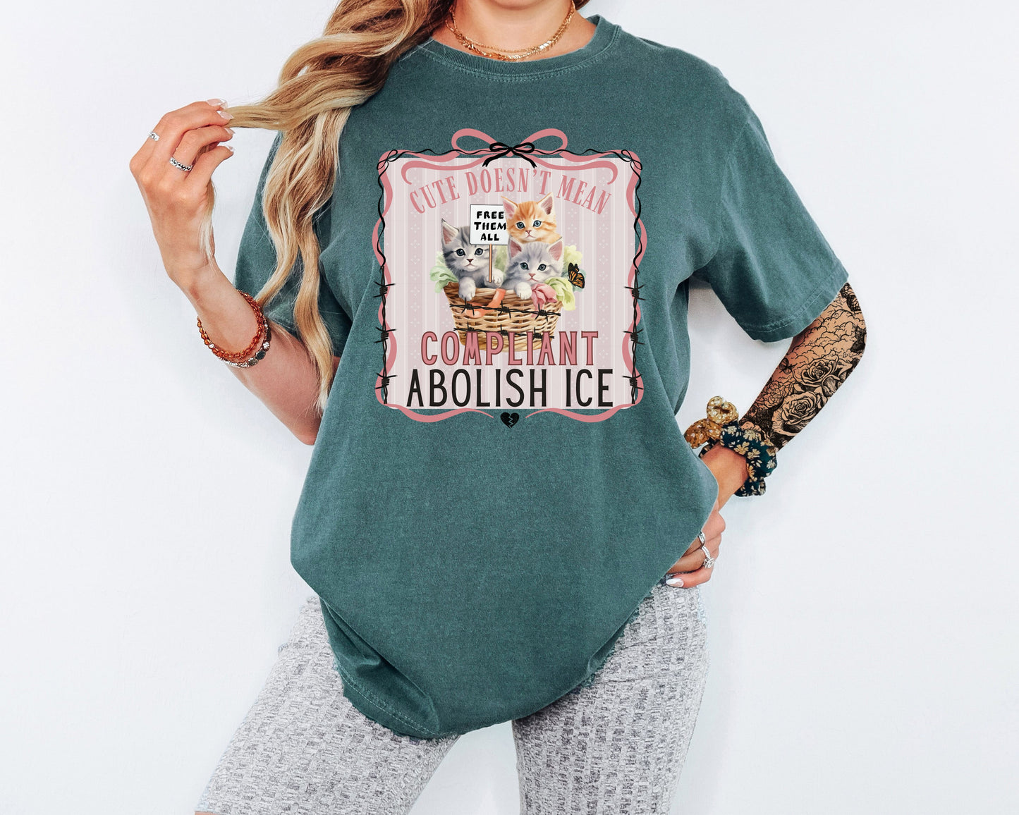 Abolish Ice Basket of Kittens Political Cat Comfort Colors Tee Shirt