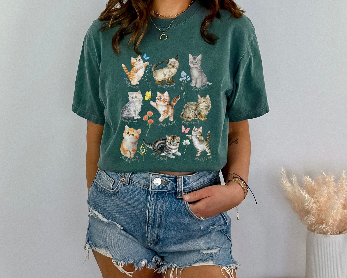 Subtle Fuck Trump Floral Wildflower Kitten Comfort Colors Tee Shirt