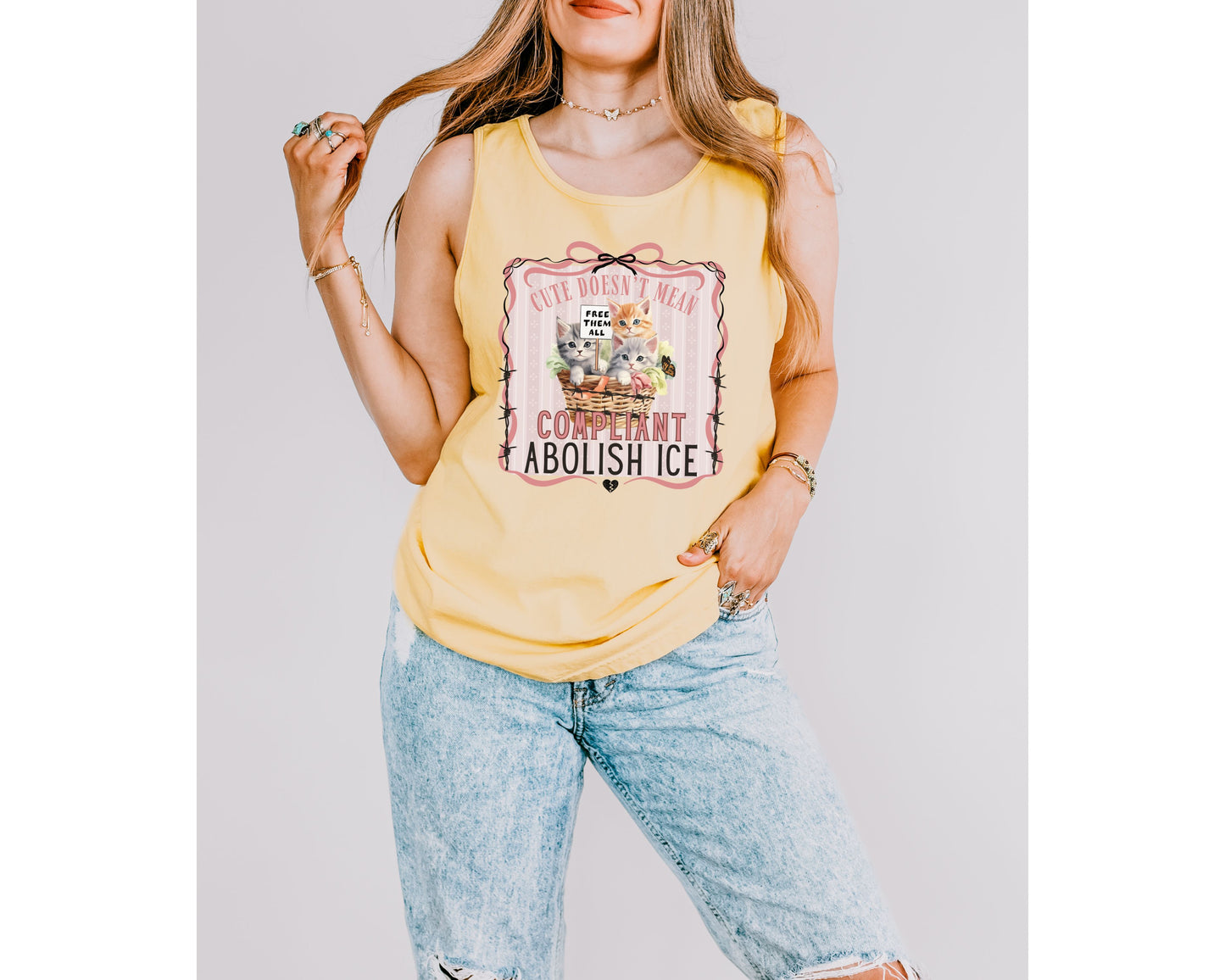 Abolish Ice Kitten Comfort Colors Tank Top
