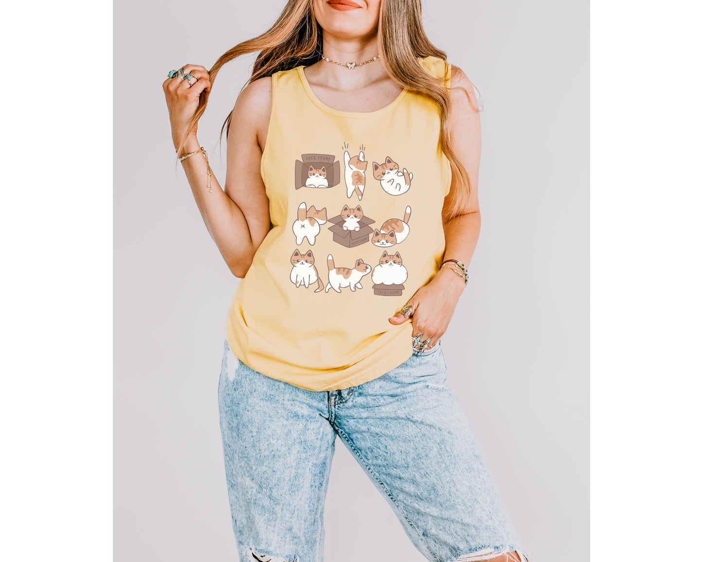 Calico Cat Subtle Fuck Trump Comfort Colors Tank Top
