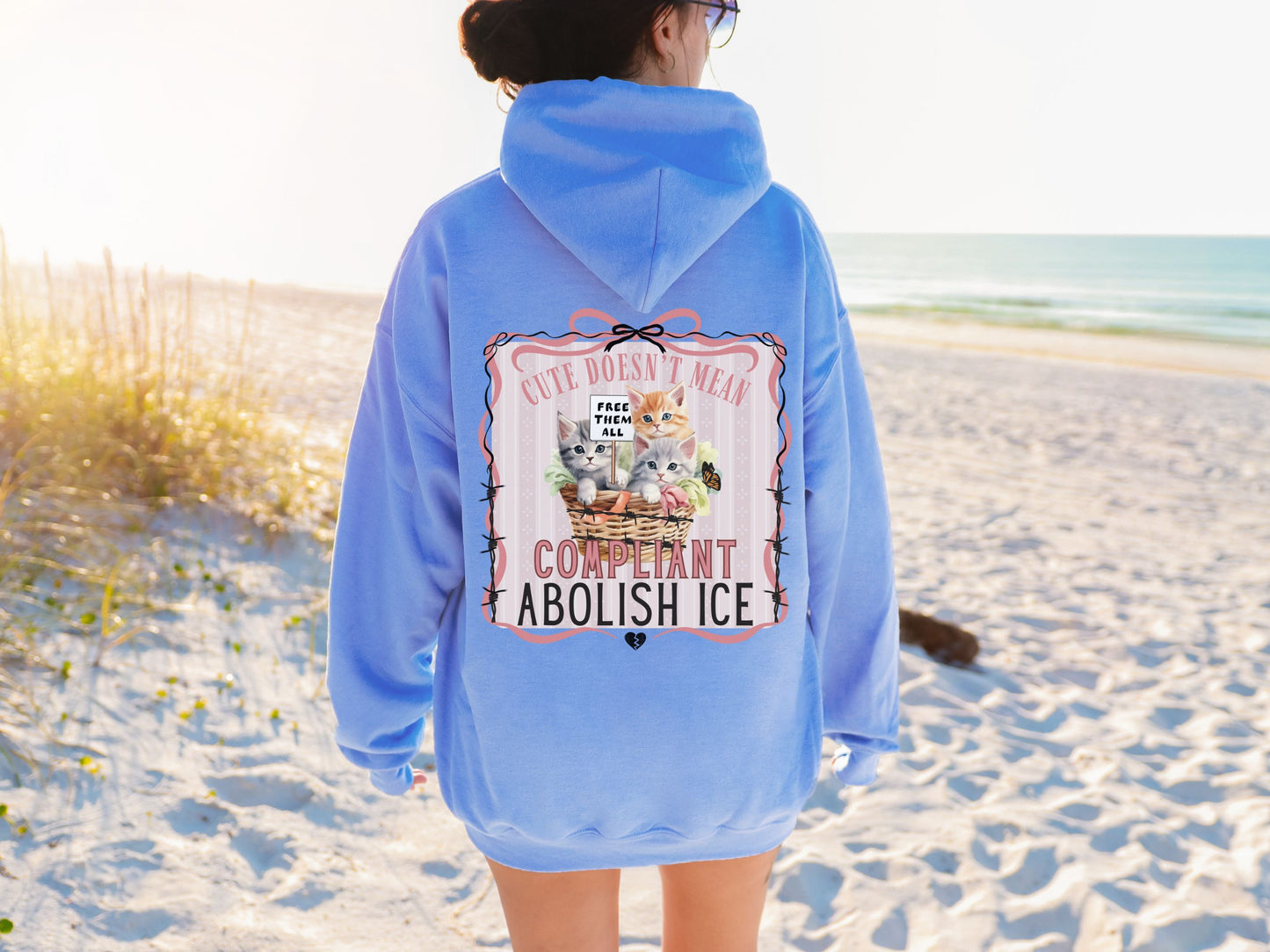 Abolish Ice Kitten Pro Immigrant Hooded Sweatshirt