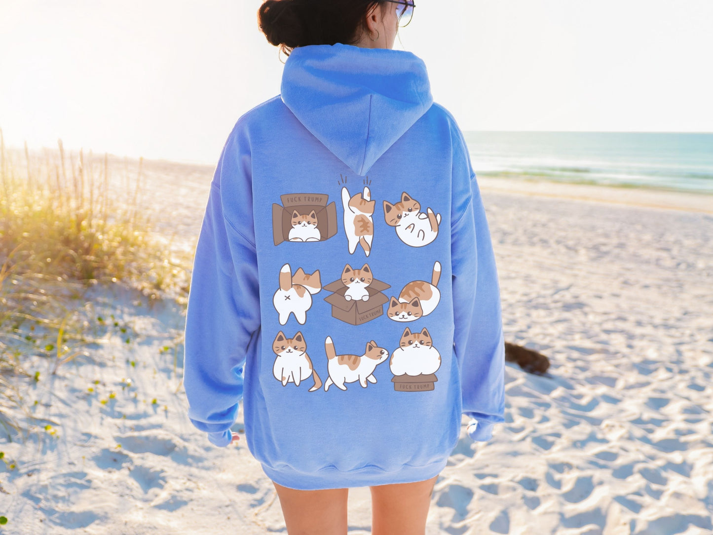 Calico Cat Fuck Trump Hooded Sweatshirt