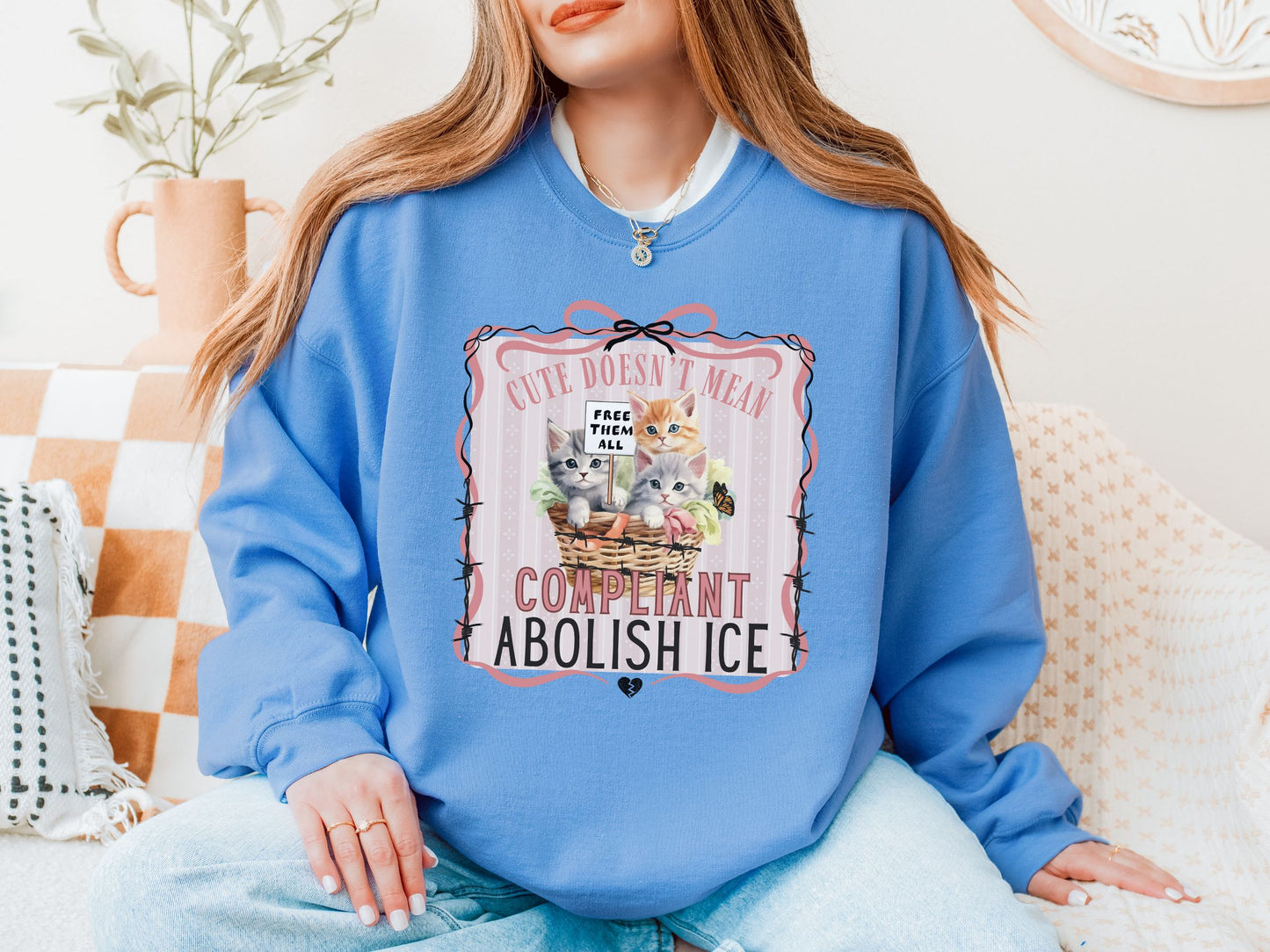 Abolish Ice Kitten Crewneck Sweatshirt