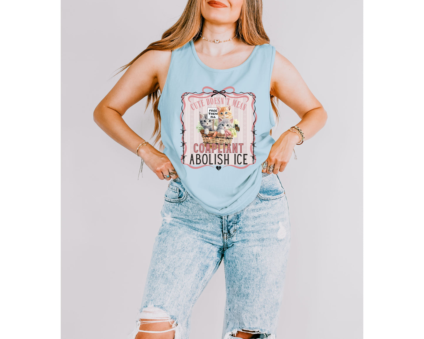 Abolish Ice Kitten Comfort Colors Tank Top