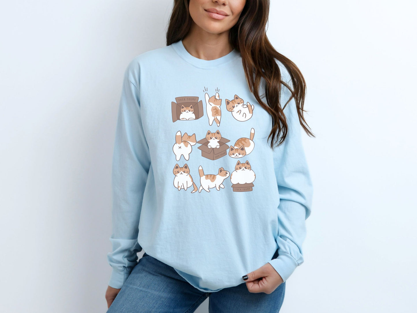 Calico Cat Fuck Trump Comfort Colors Long Sleeved Tee Shirt