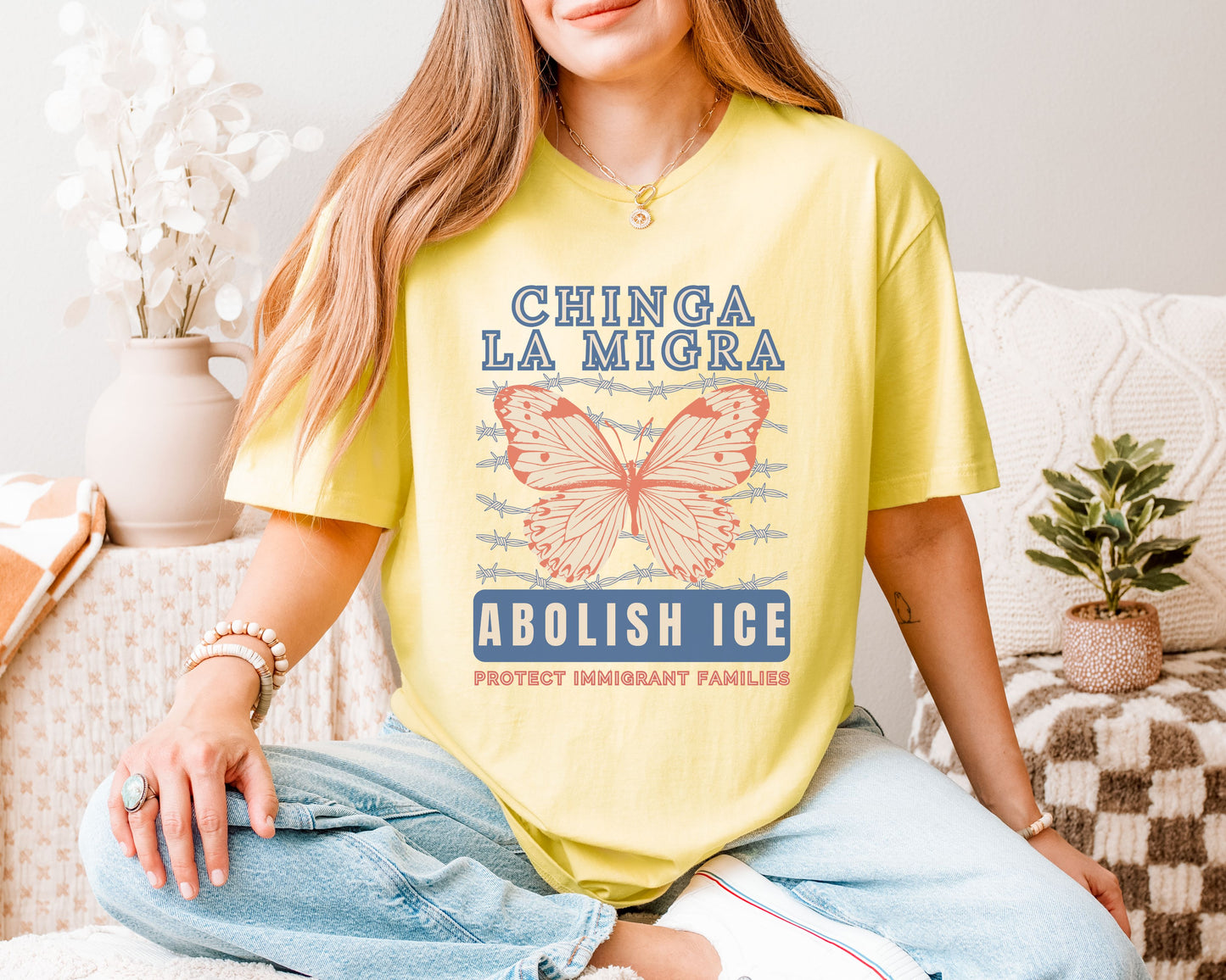 Chinga La Migra Abolish Ice Monarch Butterfly Shirt