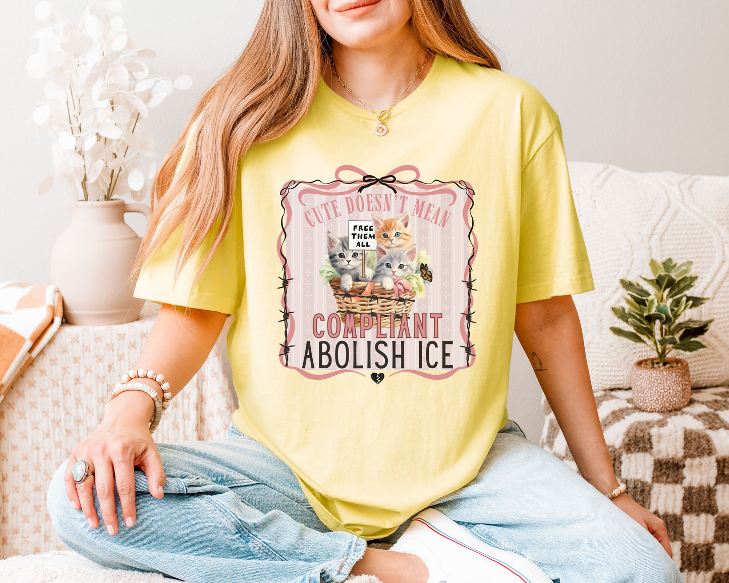 Abolish Ice Basket of Kittens Tee Shirt