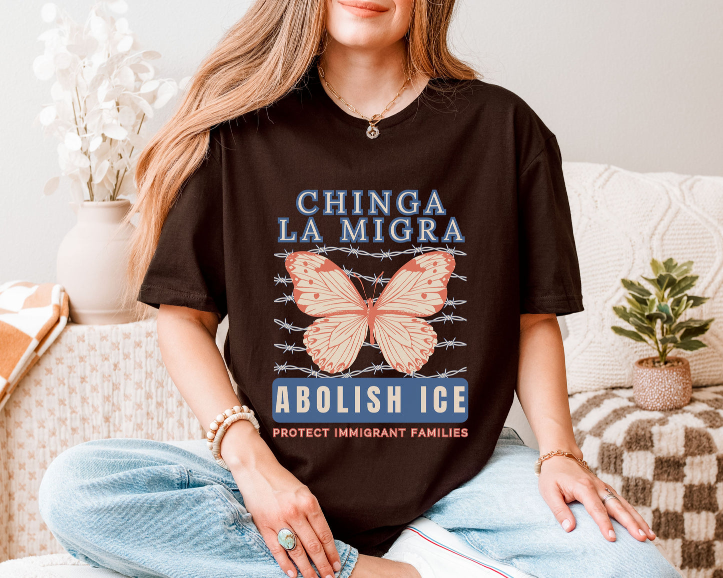 Chinga La Migra Abolish Ice Monarch Butterfly Shirt