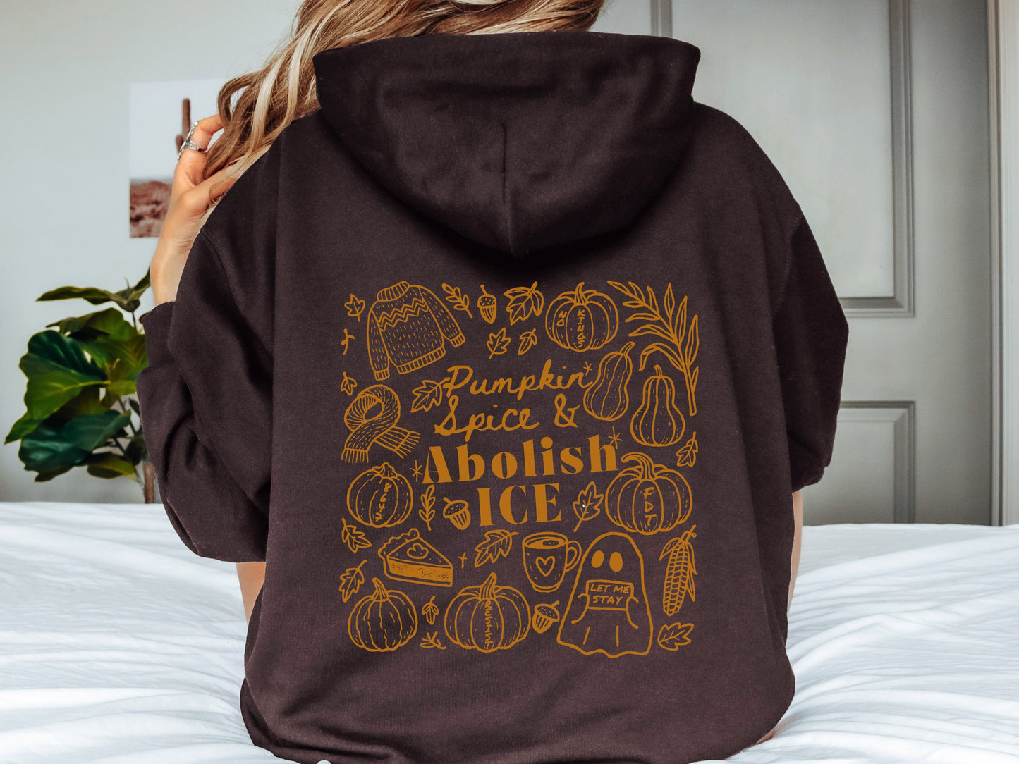 Abolish Ice Fall Doodles Halloween Hooded Sweatshirt