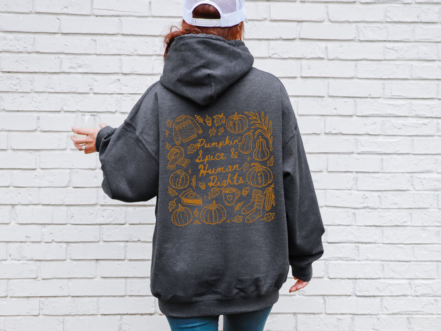Pumpkin Spice and Human Rights Subtle Fuck Trump Hooded Sweatshirt