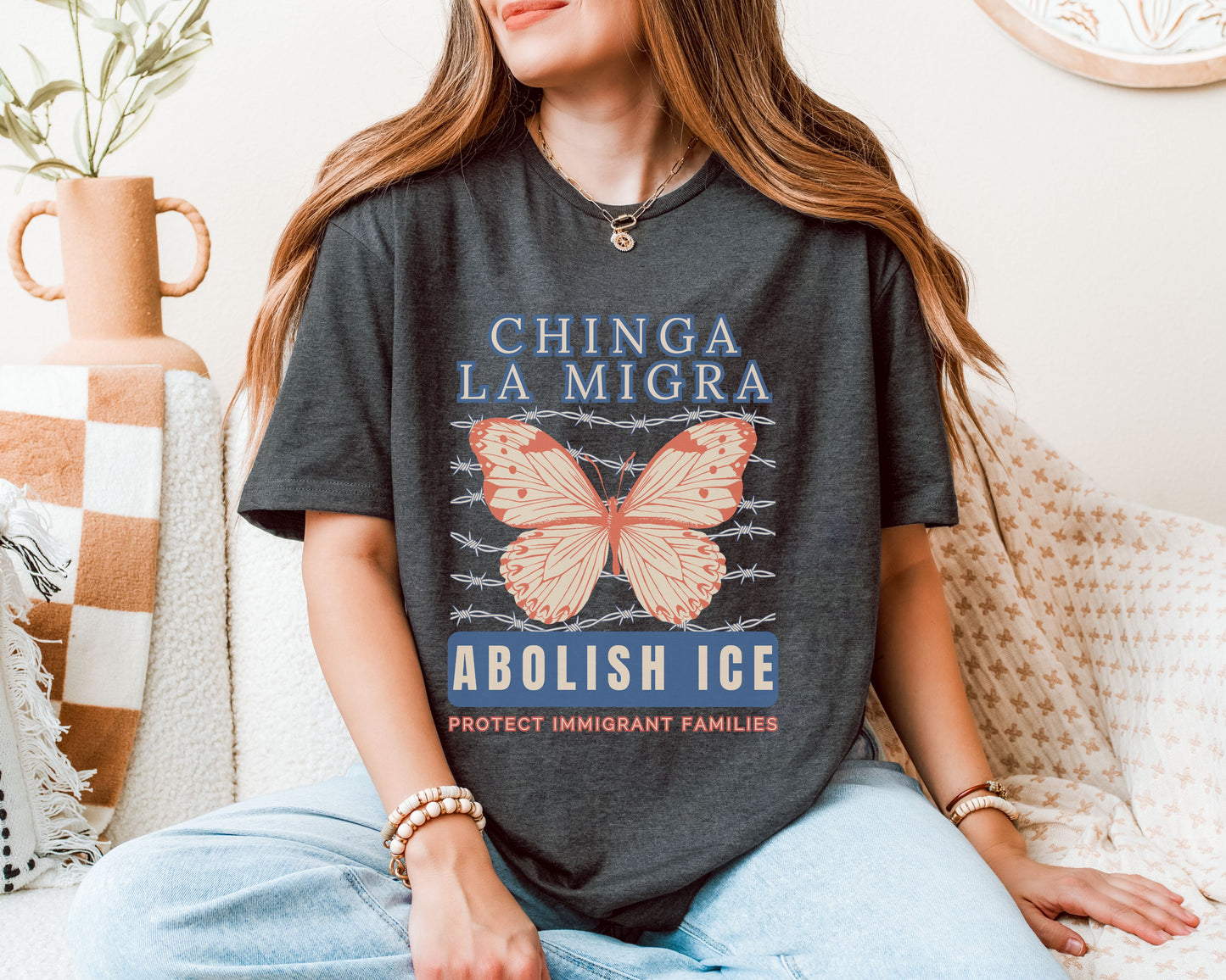 Chinga La Migra Abolish Ice Monarch Butterfly Shirt