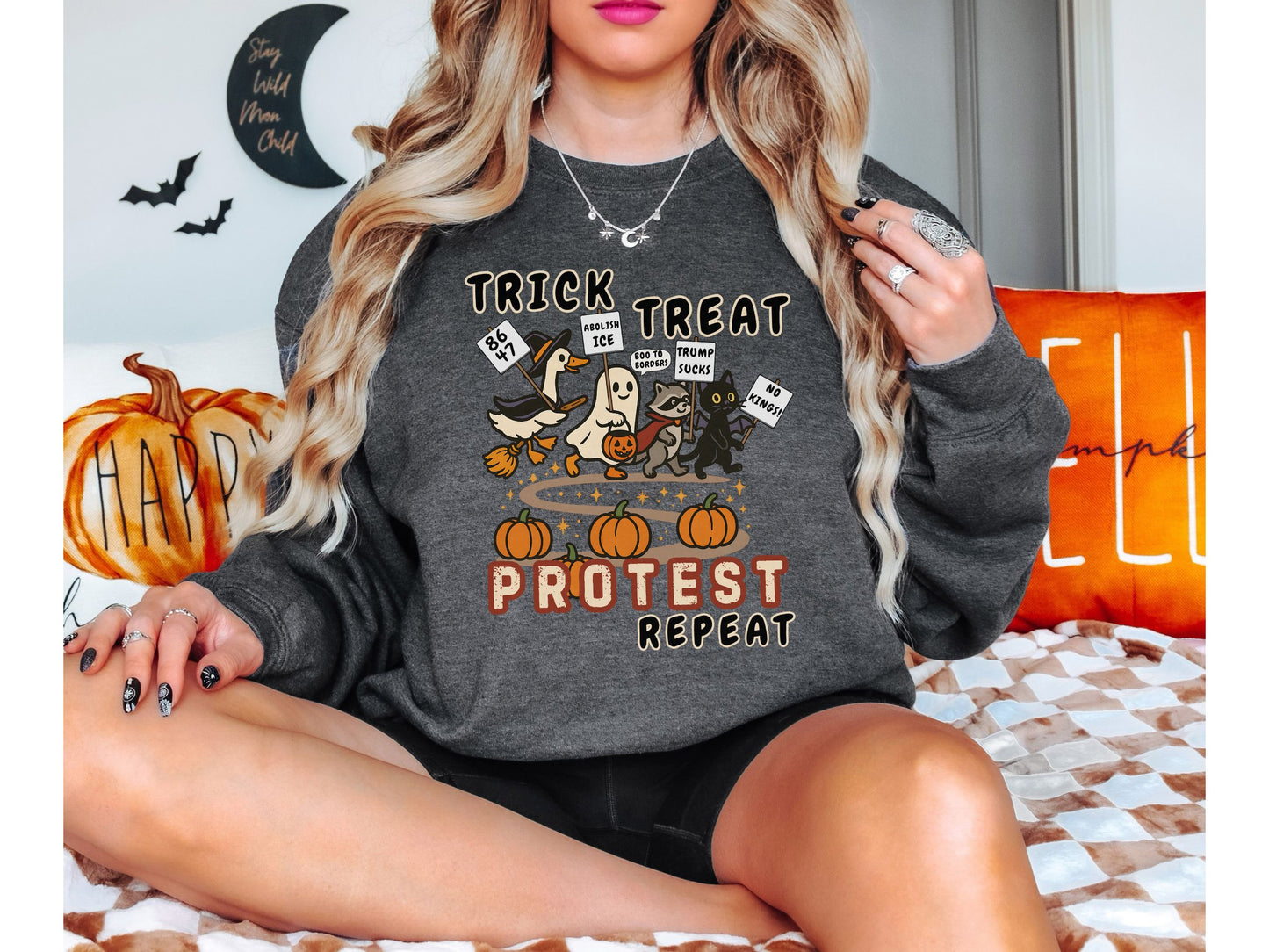 Abolish Ice Trump Sucks Halloween Crewneck Sweatshirt