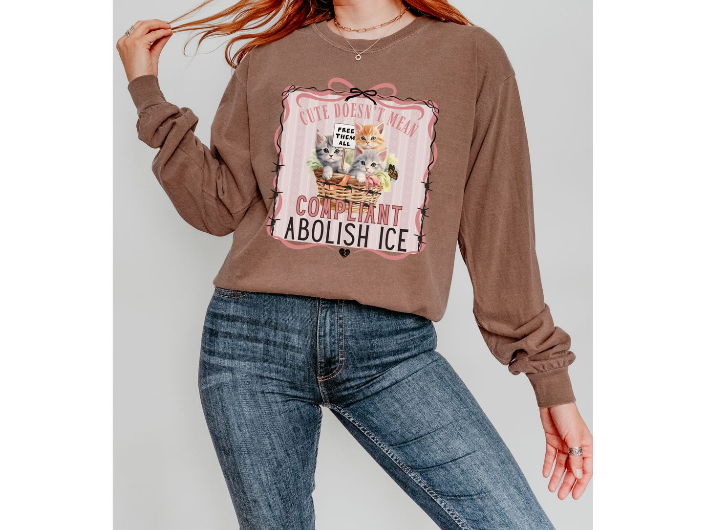 Abolish Ice Kitten Long Sleeved Comfort Colors Tee Shirt