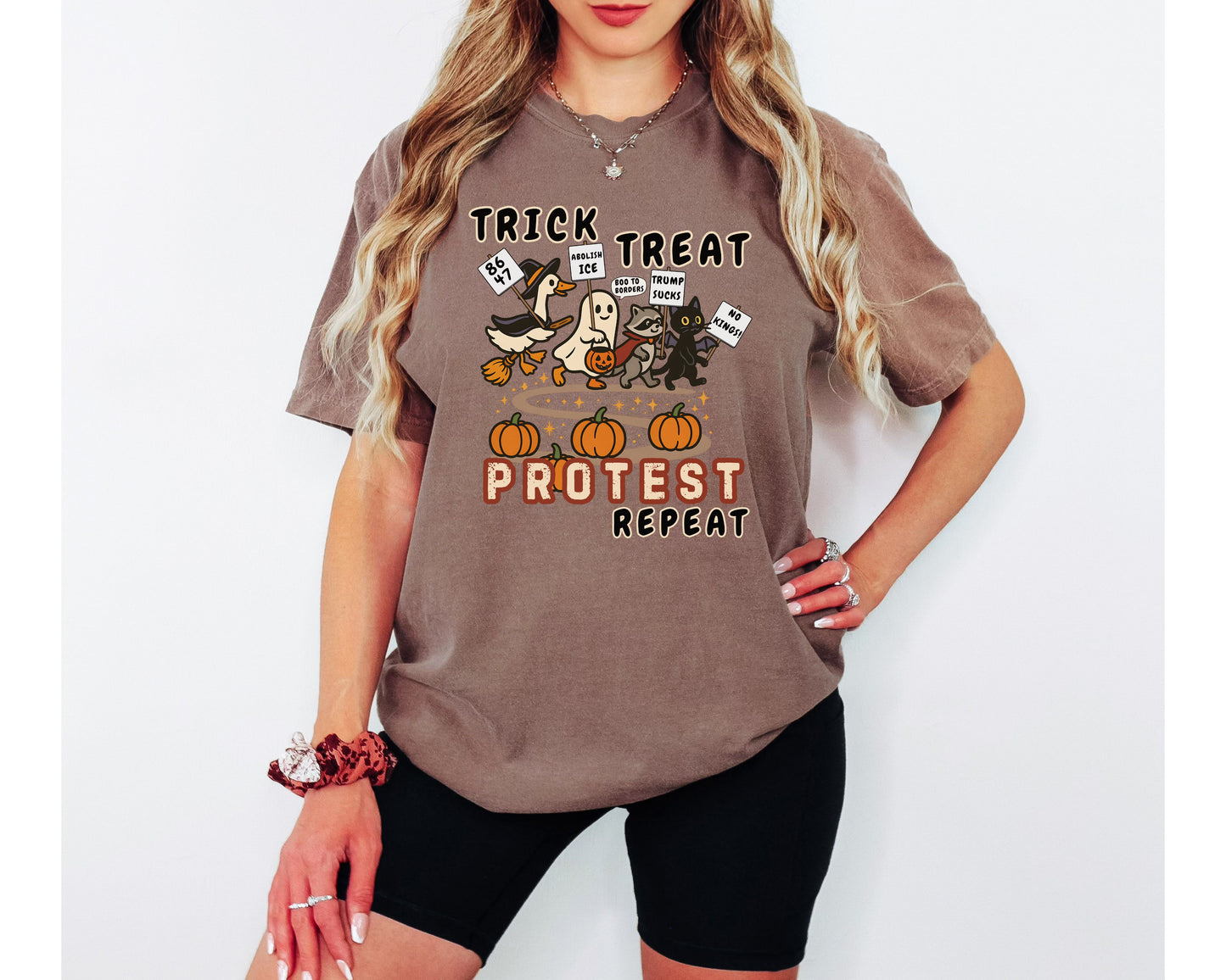Trick Treat Protest Repeat Anti Trump Comfort Colors Halloween Shirt