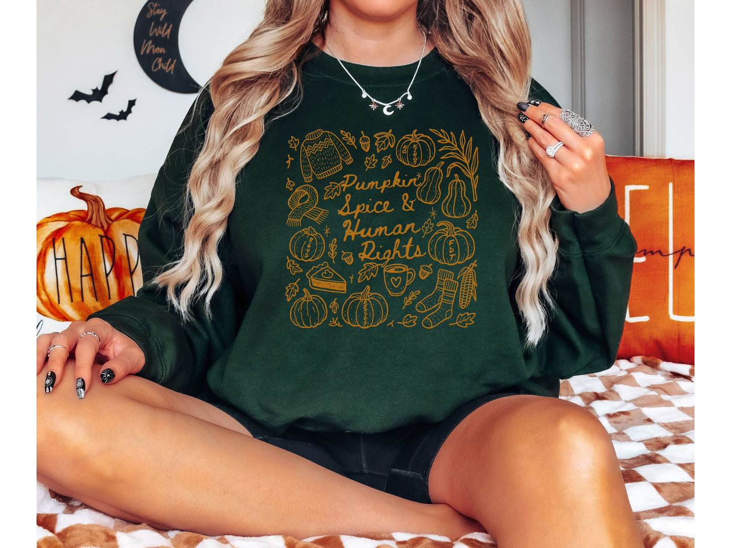 Pumpkin Spice and Human Rights Subtle Fuck Trump Crewneck Sweatshirt